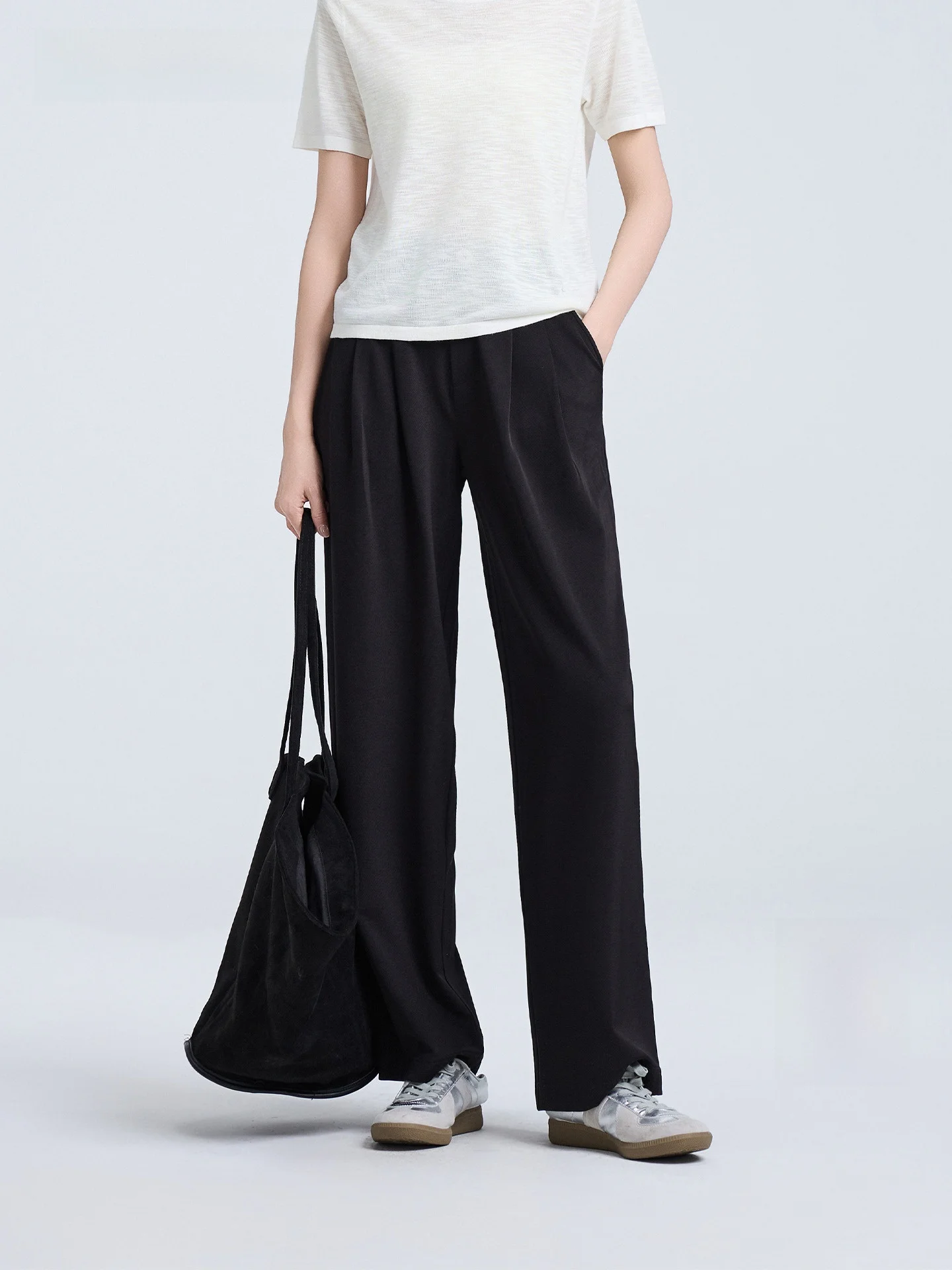 Faionable Casual broek Dames losse slanke broek met rechte pijpen Herfst 2025, Ele Veelzijdige comfortabele polyestermix