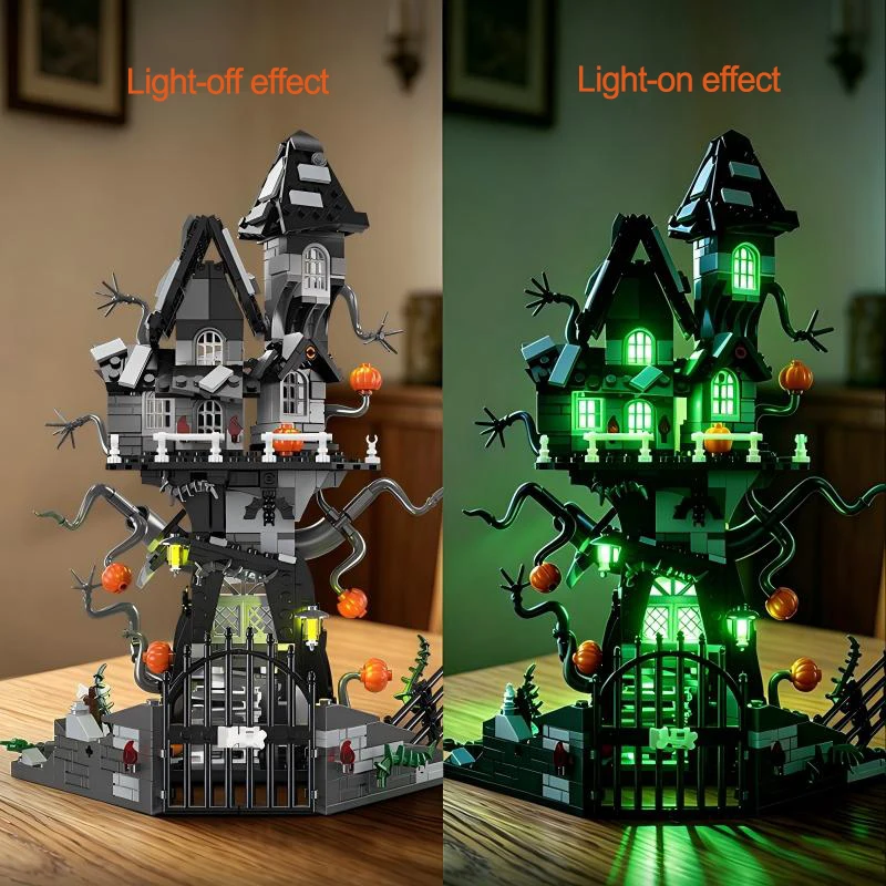 MOC Halloween Haunted Tree House Nightmare Castle Building Blocks Creative DIY Halloween Decoration Kids Xmas Gifts