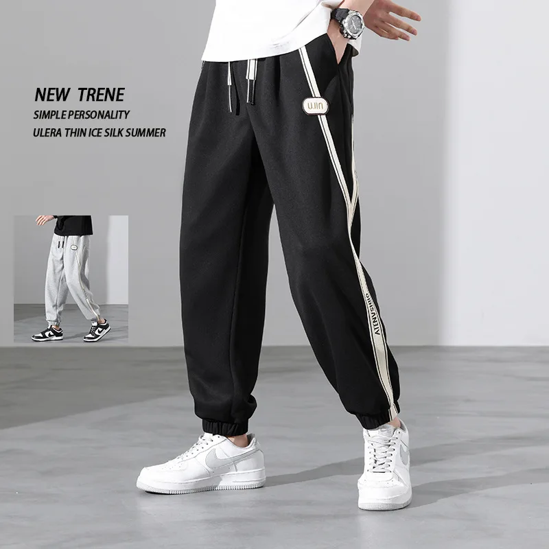 

2023 New Men Joggers Sweatpants Baggy Pants Fashion Drawstring Black Grey Cotton Casual Loose Trousers Hipster All-Match Slacks