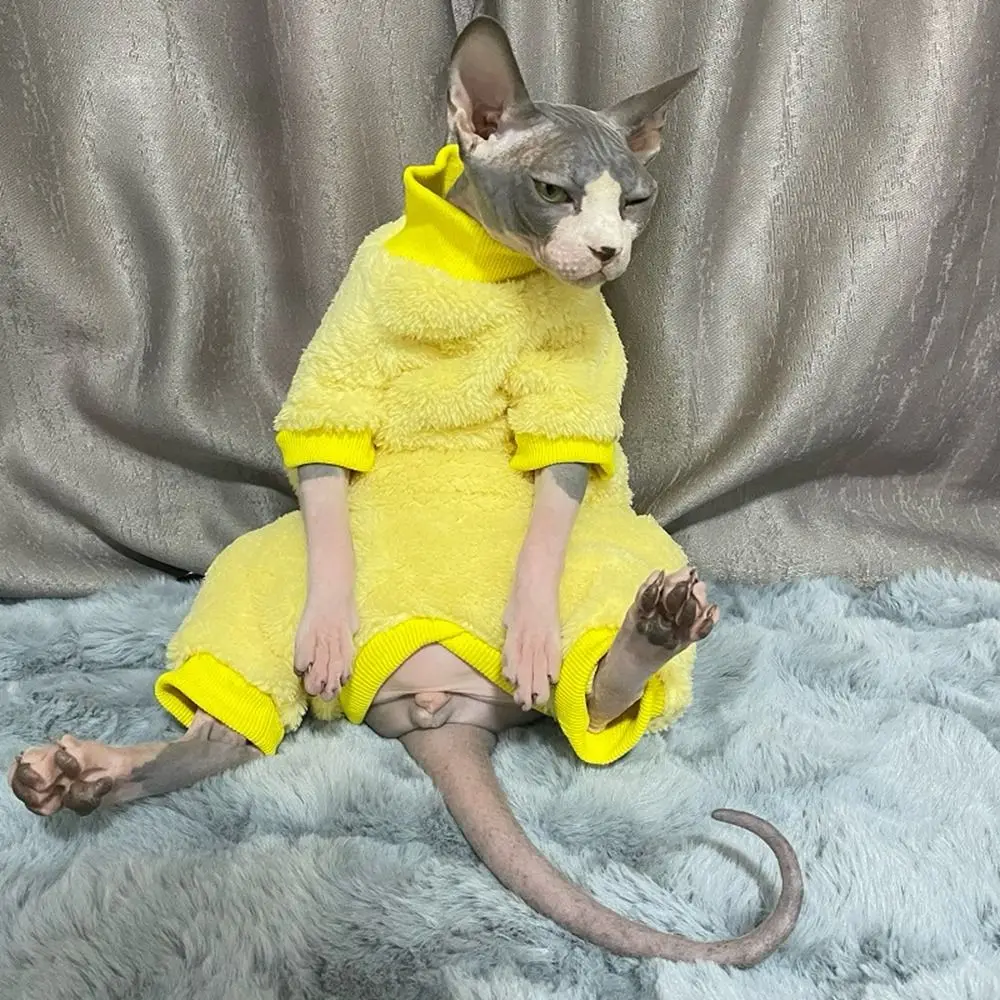 

Bright Color Lamb Wool Hairless Cat Clothes Thickened Warm Hairless Cat Protect Abdomen Soft Windproof Sphynx Turtleneck Sweater