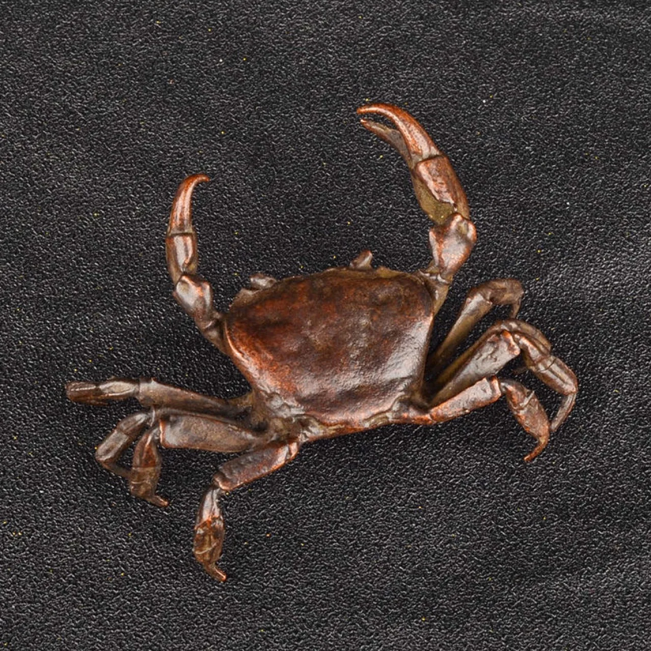 80MM Collection Chinese Bronze Animal Crab PangXie Wealth Small Statue Statuary