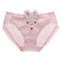 Women Milk Silk Cute Lovely Sweety Furry Rabbit Underwear Ruffles Elasticity Breathable Princess Style Panties Sexy Lacing