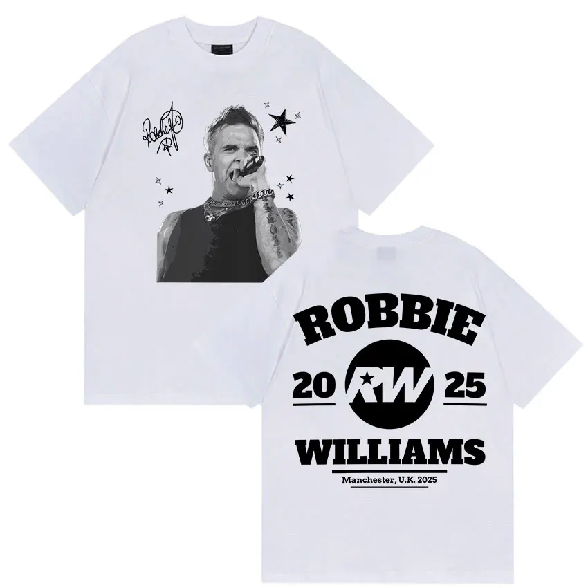 Robbie Williams Rw Album 2025 Print T-Shirts Men Women Hip Hop Loose O-Neck Clothing T Shirt Casual Cotton Short Sleeve T-shirt