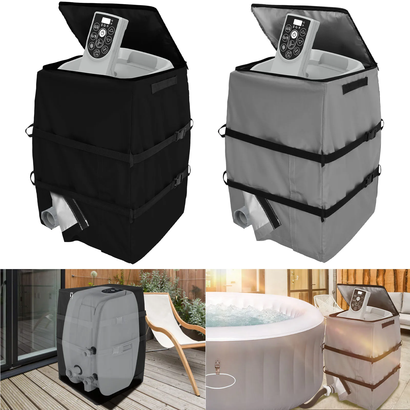 Hot Tub Spa Heater Pump Protective Cover Universal Outdoor Tub Hot Pump Waterproof Dust Cover Protective Cover Pool Components