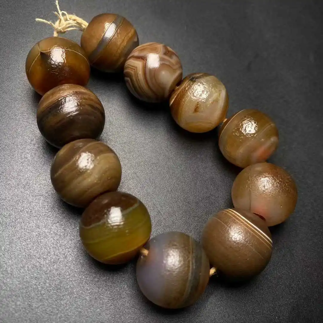 

New Arrival 19mm Old Entangled Agate Buddhist Bead Prayer Beads Women's Bracelet Classic style good quality