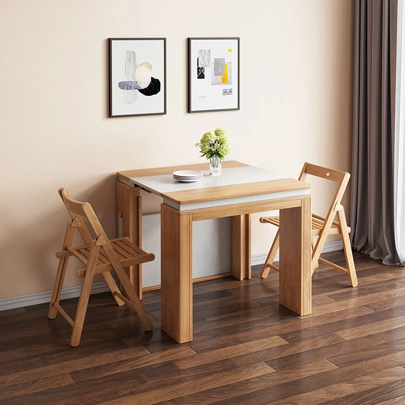 

Retractable Folding Dining Tables and Chairs Set Simple Modern Small Apartment Home Multi-Functional Dining Table Dining Chair