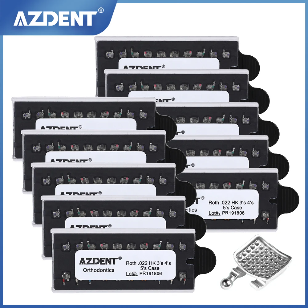 Azdent 200pcs/10 kits zahn ärztliche kiefer ortho pä dische metall halterung mim strebe mini roth/mbt 0,022 haken spangen für zähne zahnarzt material