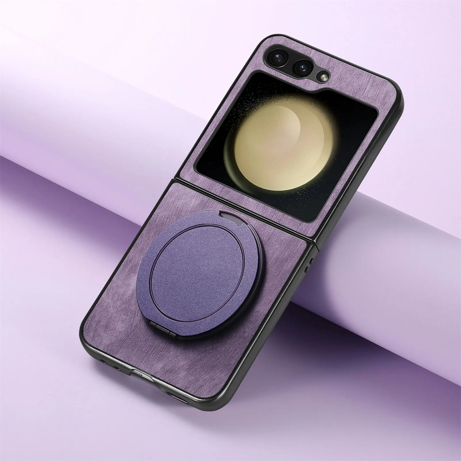 

360 Rotating bracket Leather Kickstand Magnetic Suction Case For Samsung Galaxy Z Flip 7 6 5 4 5G Flip7 Flip6 Flip5 Retro Cover