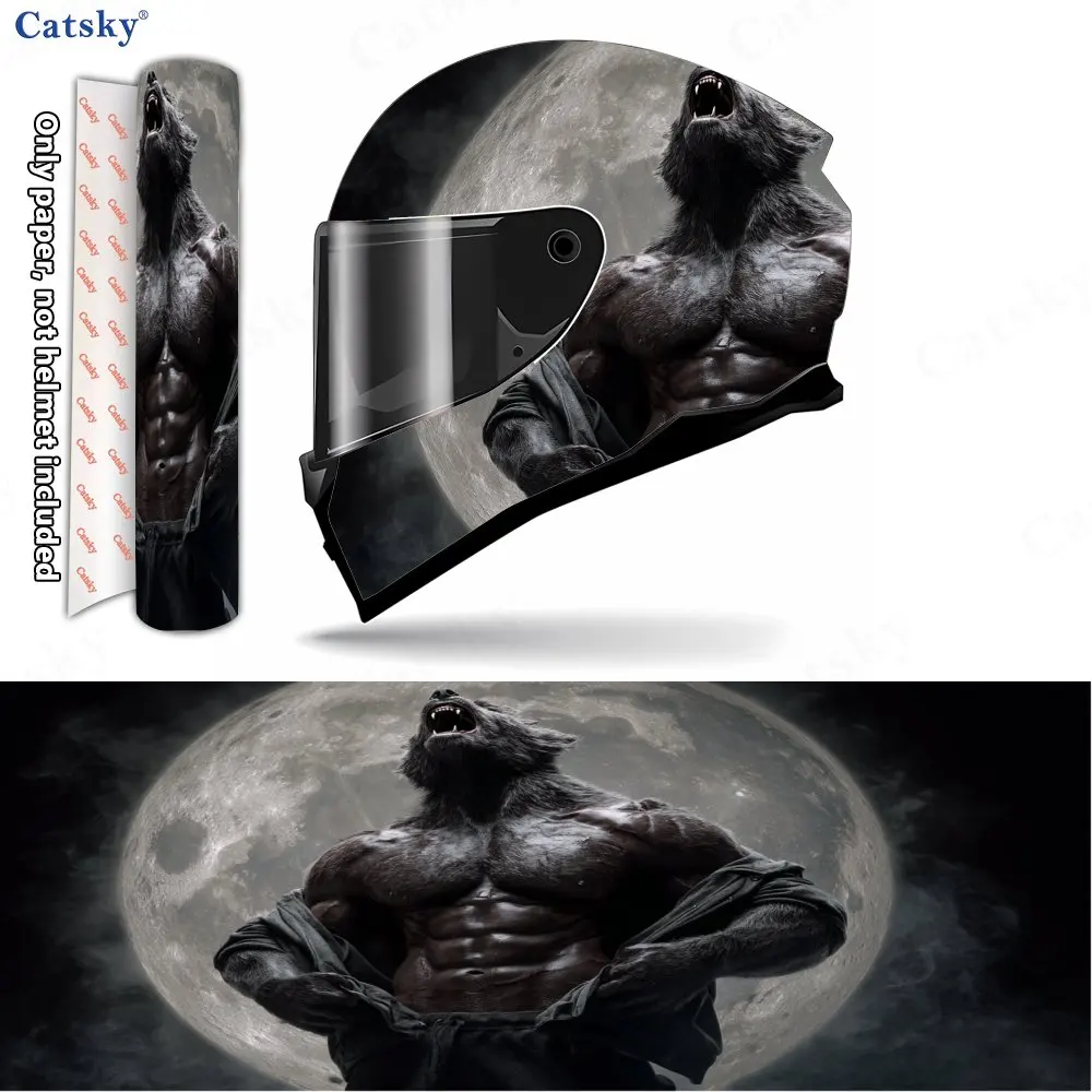 

Muscular Werewolf Pattern Helmet stickers , PVC Material Multifunctional Helmet Stickers, Scratch-Resistant & Fade-Proof, Easy t
