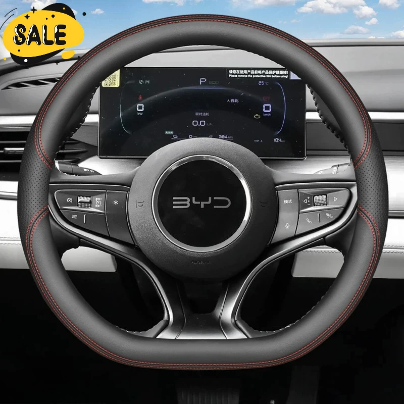 Leather Car Steering Wheel Cover For BYD Song Plus DM-I Atto3 Dolphin Sealion 7 5 Seal U Dmi 2025 2026 Car Interior Accessories - view 2