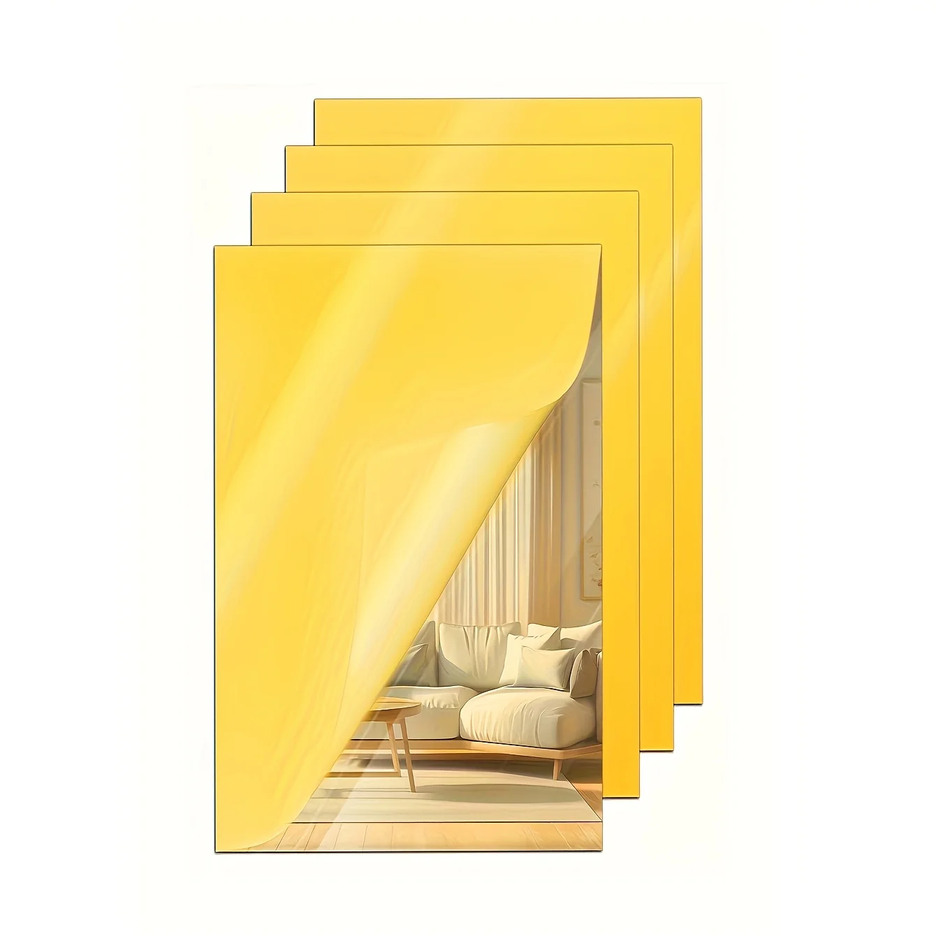 

4 шт. зеркальная панель с антибликовым покрытием, золото, серебро, ПММА, подходит для сборки своими руками и украшения стен, подходит для домашнего и делового использования.