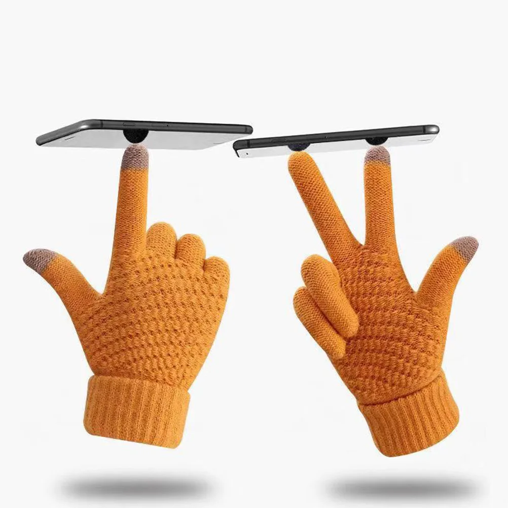 

2 Pair Winter Knitted Cold Unisex Knitted Weather Unisex Finger Winter For Cold Weather Gloves Gloves Thermal Cycling
