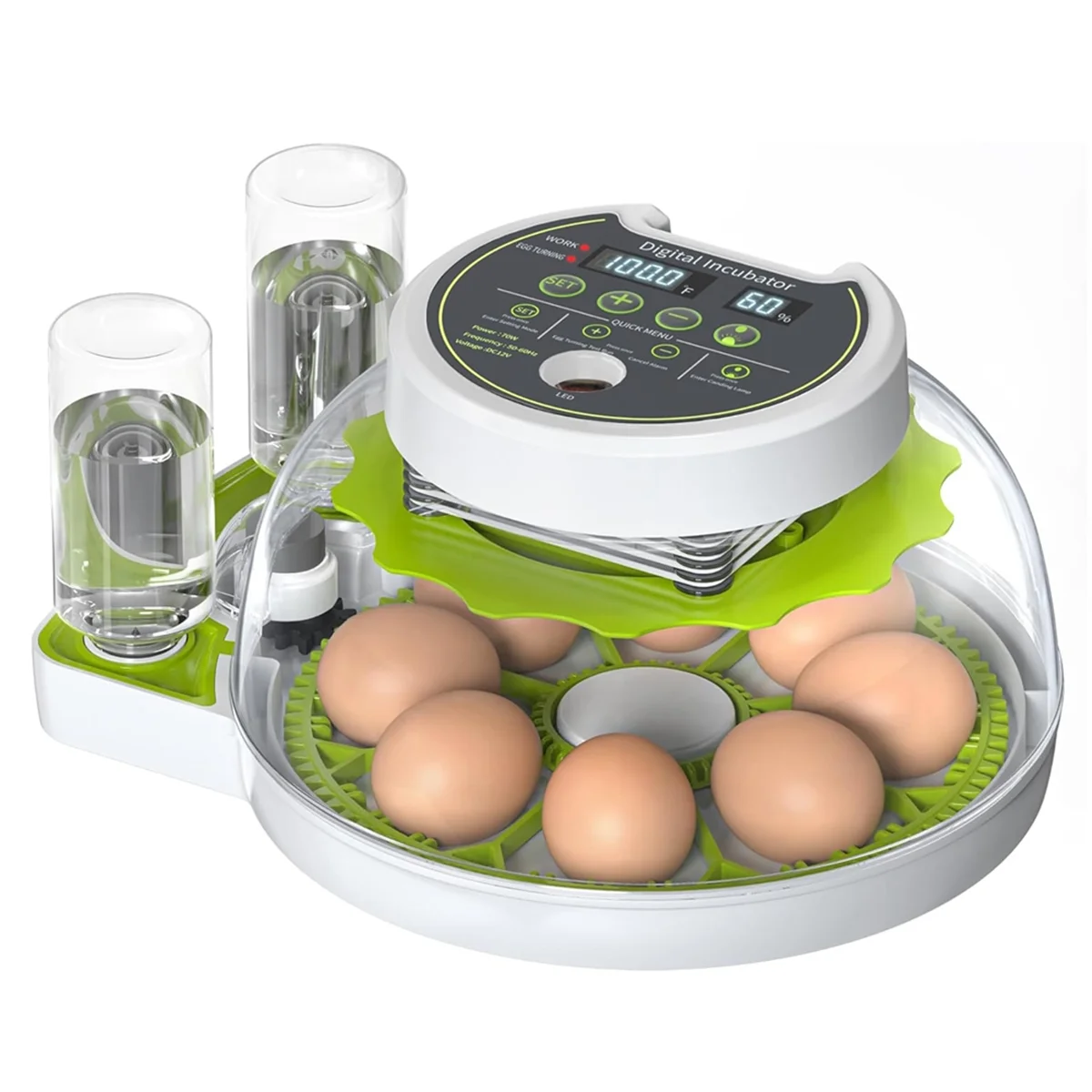 Egg Incubator with Automatic Egg Flipping Function, Temperature and Humidity Digital Control, Supporting 8 Eggs EU Plug