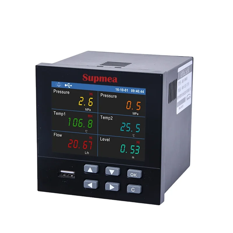 

RS485/RS232 Промышленный цифровой безбумажный регистратор данных, регистратор, выход управления поставщиками, 6-канальный