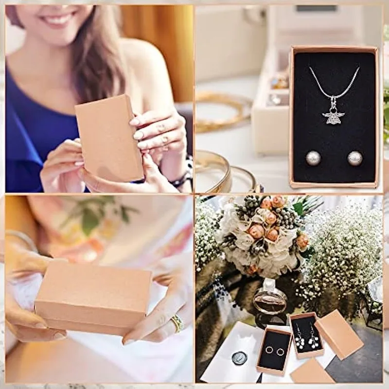 24 حزمة 3x2x1 بوصة قلادة القرط صندوق خاتم مستطيل كرافت كرتون مجوهرات علب الهدايا للذكرى السنوية حفلات الزفاف وأعياد الميلاد #6