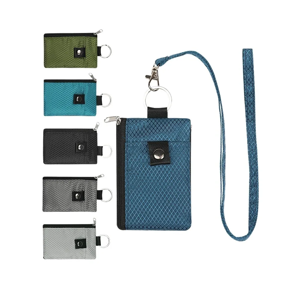 Portable RFID Signal Shielding Coin Bag with Lanyard Waterproof Mini Wallet with Neck Strap Zipper Pouch Card Sleeve