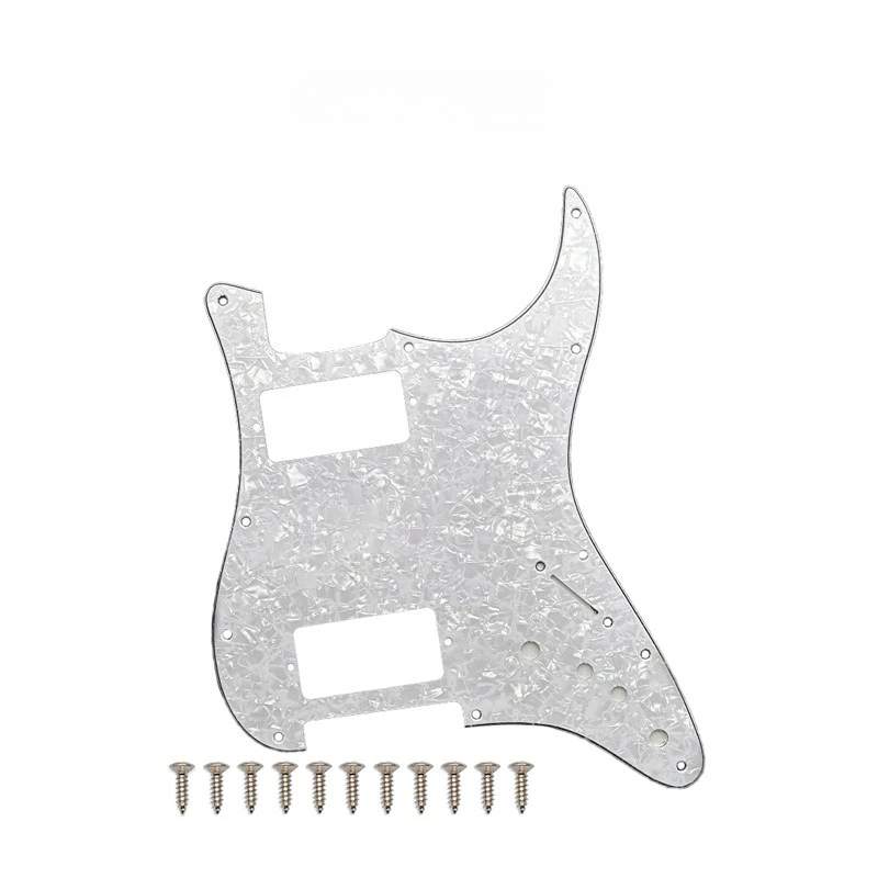 White Pearl 3Ply 11 Holes HH Guitar Pickguard With Two 6mm Coil Split Switch Holes Cut Single For ST Electric Guitar