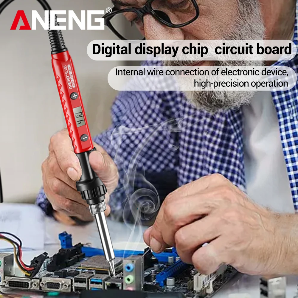 سبيكة لحام كهربائي LCD شاشة ديجيتال قابل للتعديل درجة الحرارة ANENG SL105 المحمولة 60 واط كهربائي لحام أدوات إصلاح اللحام #5
