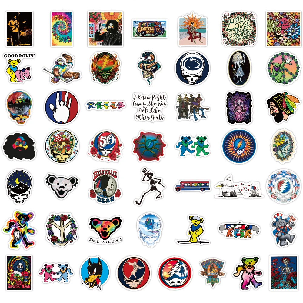 10/30/50/100PCS Cool Grateful Dead Stickers Music Graffiti Cartoon Sticker DIY Laptop Phone Guitar Skateboard Decals Toys Gifts