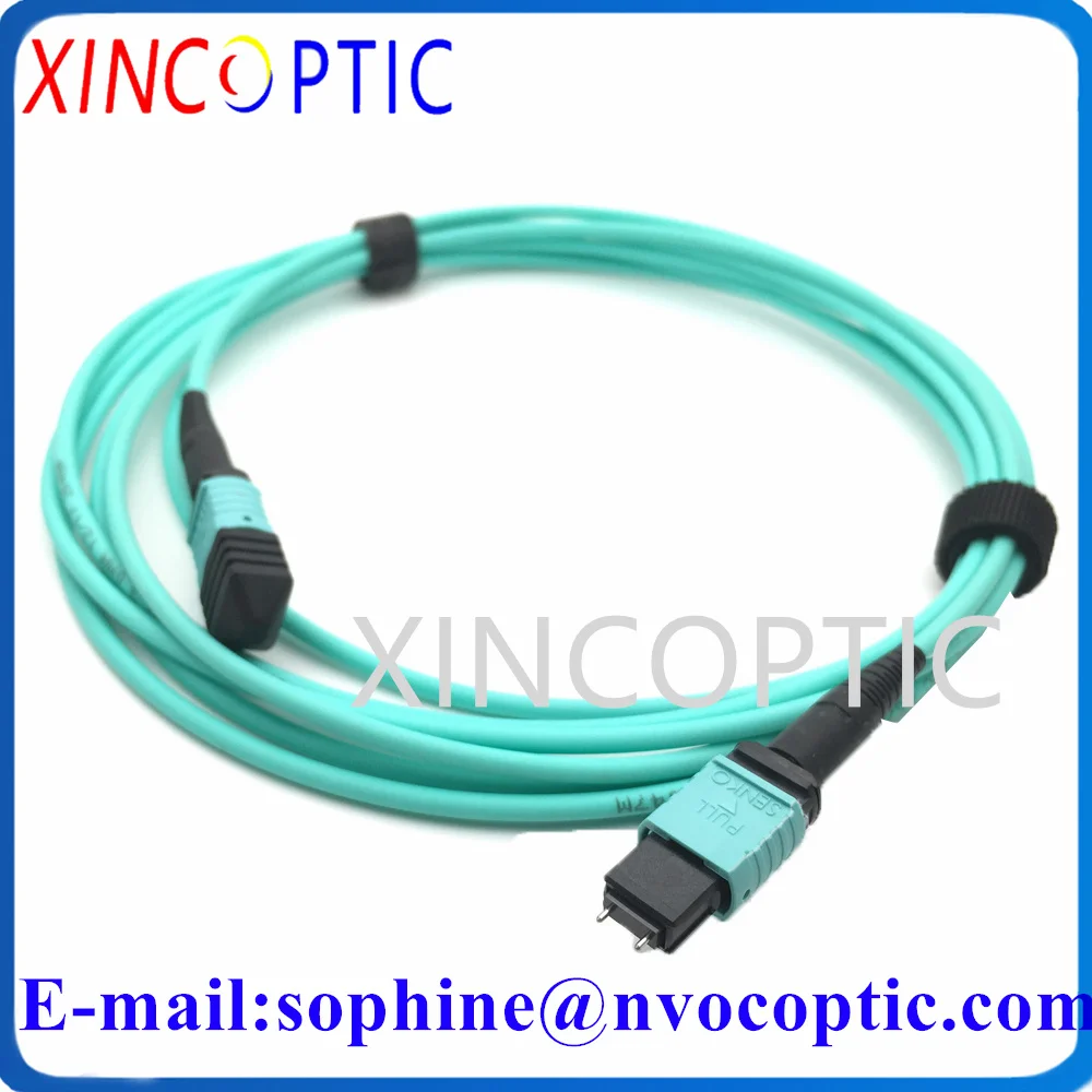 1/2/3/5/7/10/15/20/25/30M,12C,MMF,MPO/PC M to UPC Male 12Cores 3.0mm LSZH Mini Round Aqua Fiber Optical Patch Cord Cable