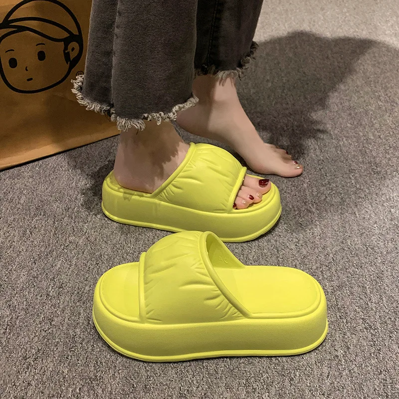 Slippers For Women Outdoors In Summer Indoor Home Non Slip Thick Sole Bathroom, Flat Heel, Soft Sole, Breathable