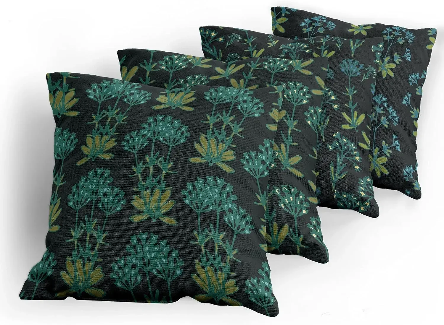 Flower Pillow Cover Cushion Cover Grass Flower on Dark Background Vintage Plant Blossom Pattern Short Plush Pillow Cover