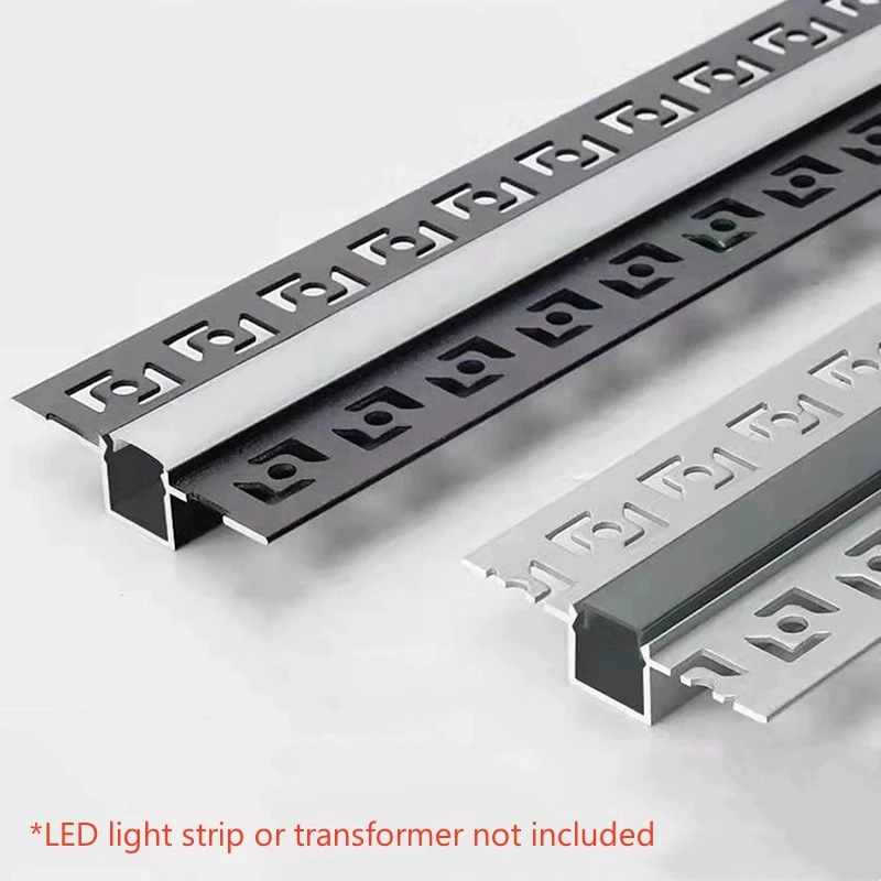 Embedded Black LED Aluminum Profiles U-shaped Hidden Frameless Decor Strip Light Ceiling Gypsum Drywall Channels Linear Lighting