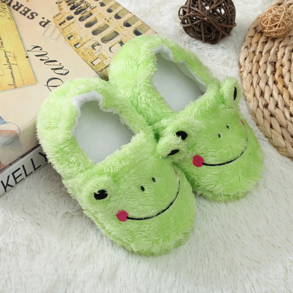 Baby Girls Cotton Slippers Autumn Winter Children Cute Soft Plush Cartoon Animal Slippers Boys Home Shoes Non-slip Warm Slipper