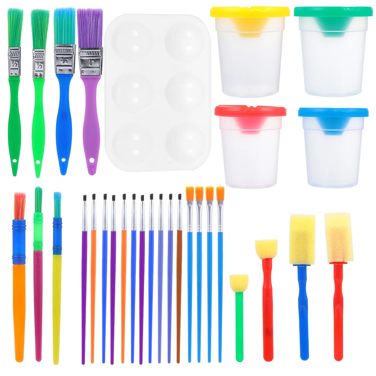 1Set Malwerkzeuge Sichere, ungiftige, langlebige Farbbecher Tablett Malwerkzeug-Set Pinsel Art Tool Kit