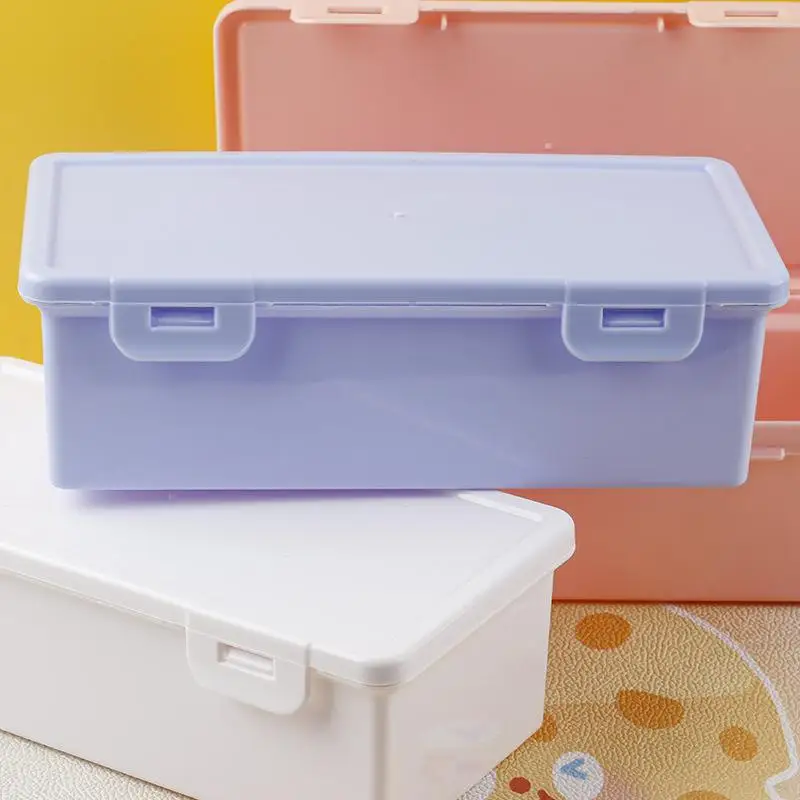 Clear Colorful Pencil Box Large Capacity Plastic Organizer Storage Boxes For School Bulk Stackable Design Office Supplies