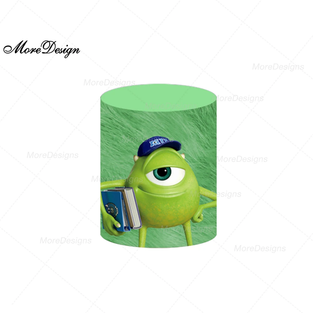 Monster University Photo Backdrop Girls Birthday Party Baby Shower Round and Cylinder Covers Fabric Photography Background