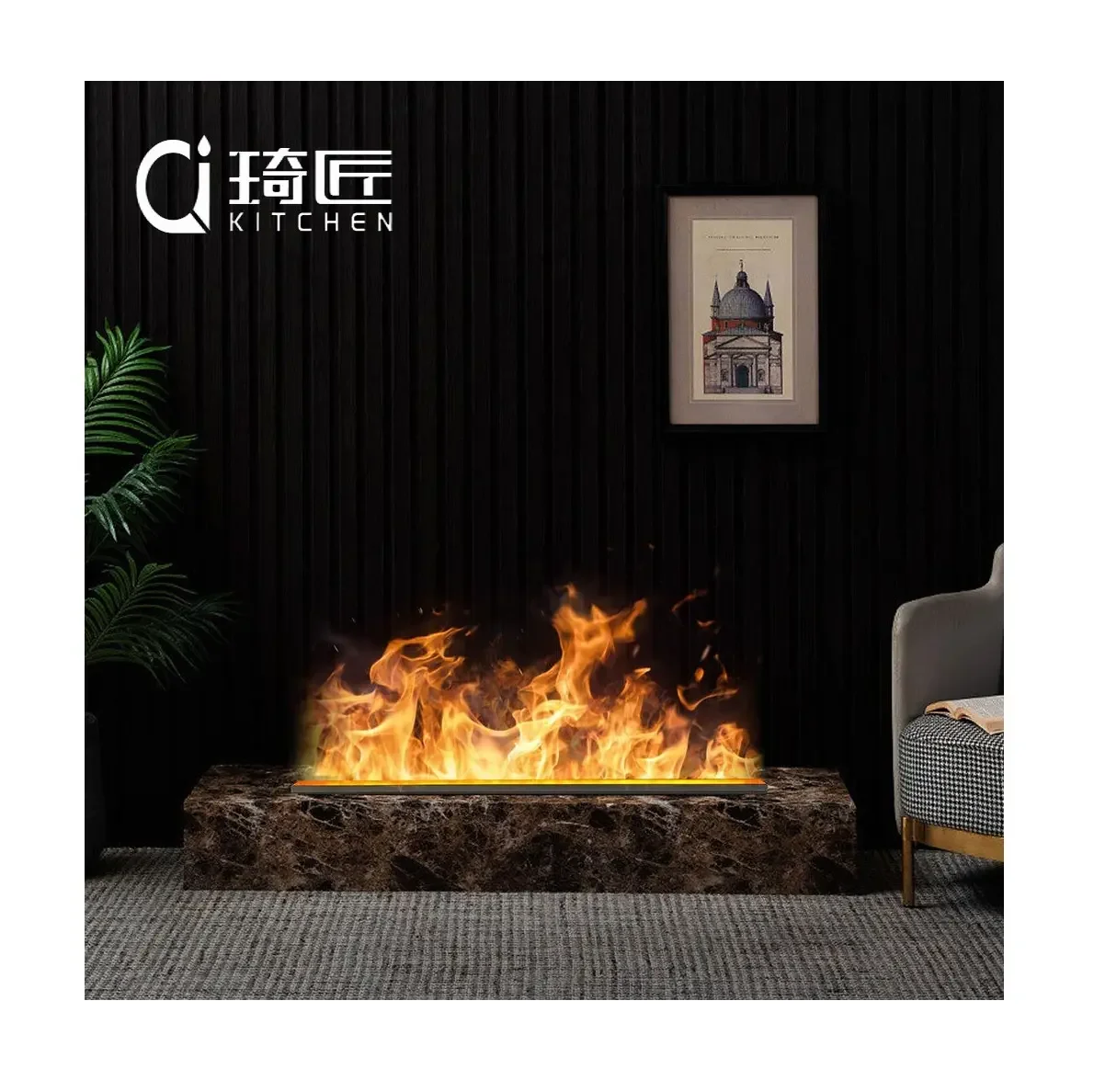 2000mm Indoor fireplace fashion decorative freestanding electric fireplace heater for Home room