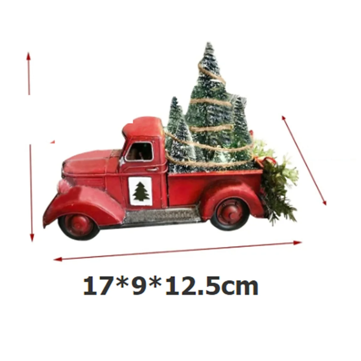 Christmas Red Truck Automobile Car+Lights Boy Resin Ornament Craft Waterproof Garden Yard Tree Decoration Home Decor