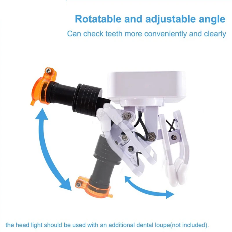 5W Medical Headlight Wireless Dental Loupes Headlamp with Rechargeable 2 Batteries Clip Type Dental Oral Cavity Adjustable Lamp