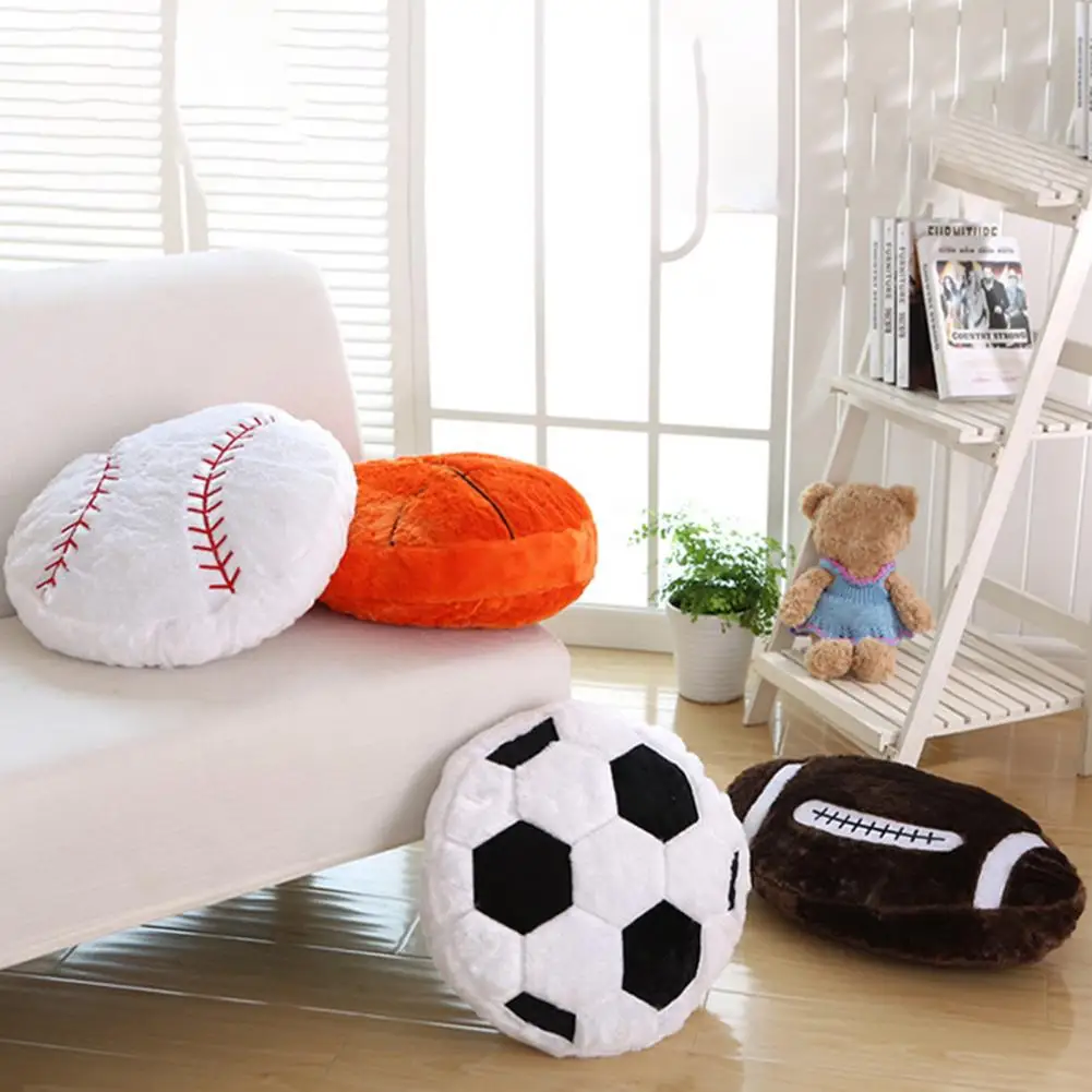 Basketball Soccer Stuffed Pillow Throw Pillow Ultra Soft Companionship Fluffy Simulation Rugby Ball Sofa Cushion Christmas Gift