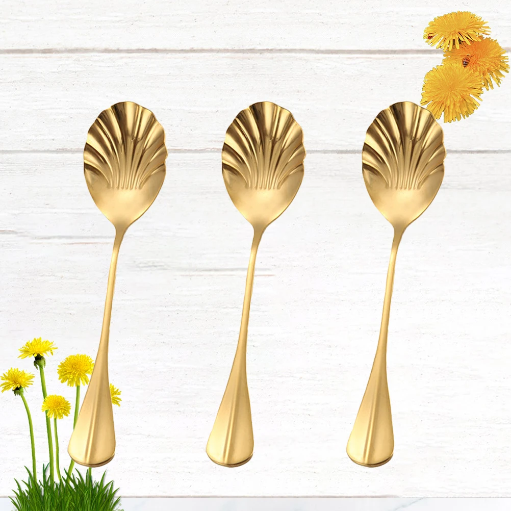 

3 pcs Spoon Long Handle Stainless Steel Polished Mixing Coffee Spoon for Dessert Ice Cream Bar Kitchen Gadgets