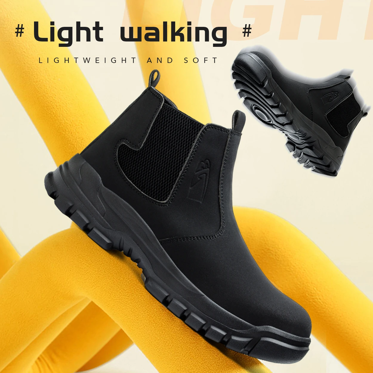 Men Leather Work Boots Indestructible Water-Proof Safety Shoes Men Steel Toe Puncture-Proof Brown Work Sneakers Male Work Shoes