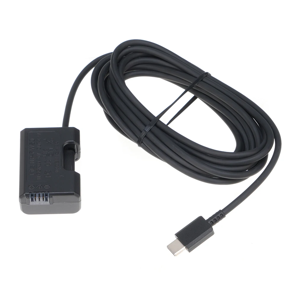 Фиктивный аккумулятор FOTGA NP-FW50 + блок питания Type-C, прямая линия (300 см), адаптер питания для монитора/камеры, аксессуар для кабеля, светильника