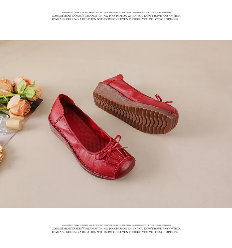 Neue Vintage-Pumps mit plissierter Schleife, Damen-Keilabsatzschuhe, flache Schuhe aus echtem Leder, handgefertigte Slip-On-Loafer für Damen, Retro-Hochzeitsschuhe in Rot. – Detail 23