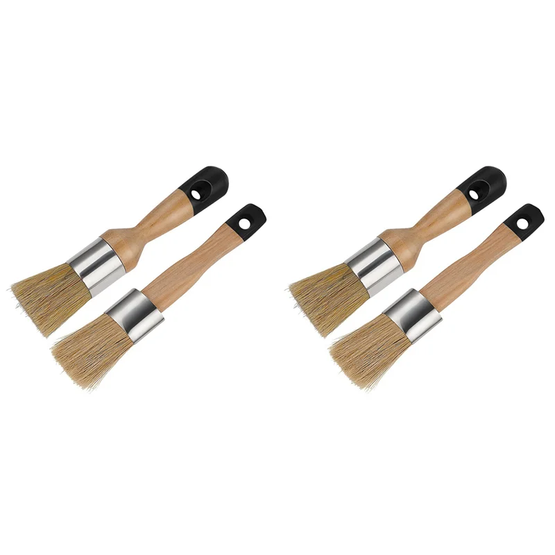 A02F-4 팩 분필 페인트 브러시, 분필 및 왁스 페인트 브러시 가구 재사용 가능한 플랫 및 라운드 용 분필 페인트 도구