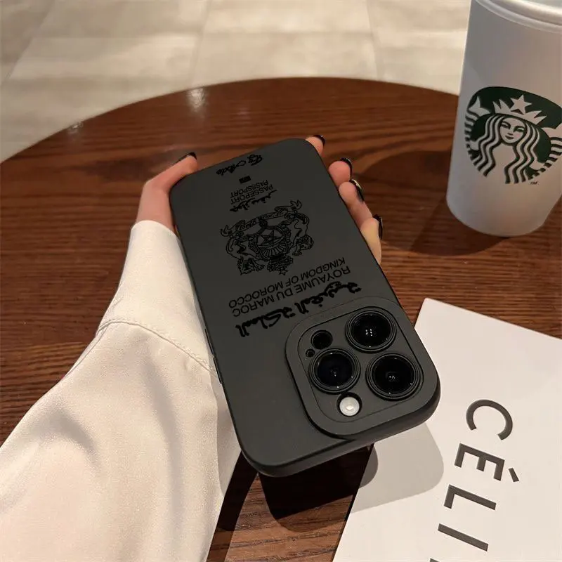 Luxury Morocco Passport Pupil Full Screen Case For iPhone 16 15 14 13 12 11 X XR Xs SE2 SE 8 7 Plus Pro Max Mini Silicone Cover