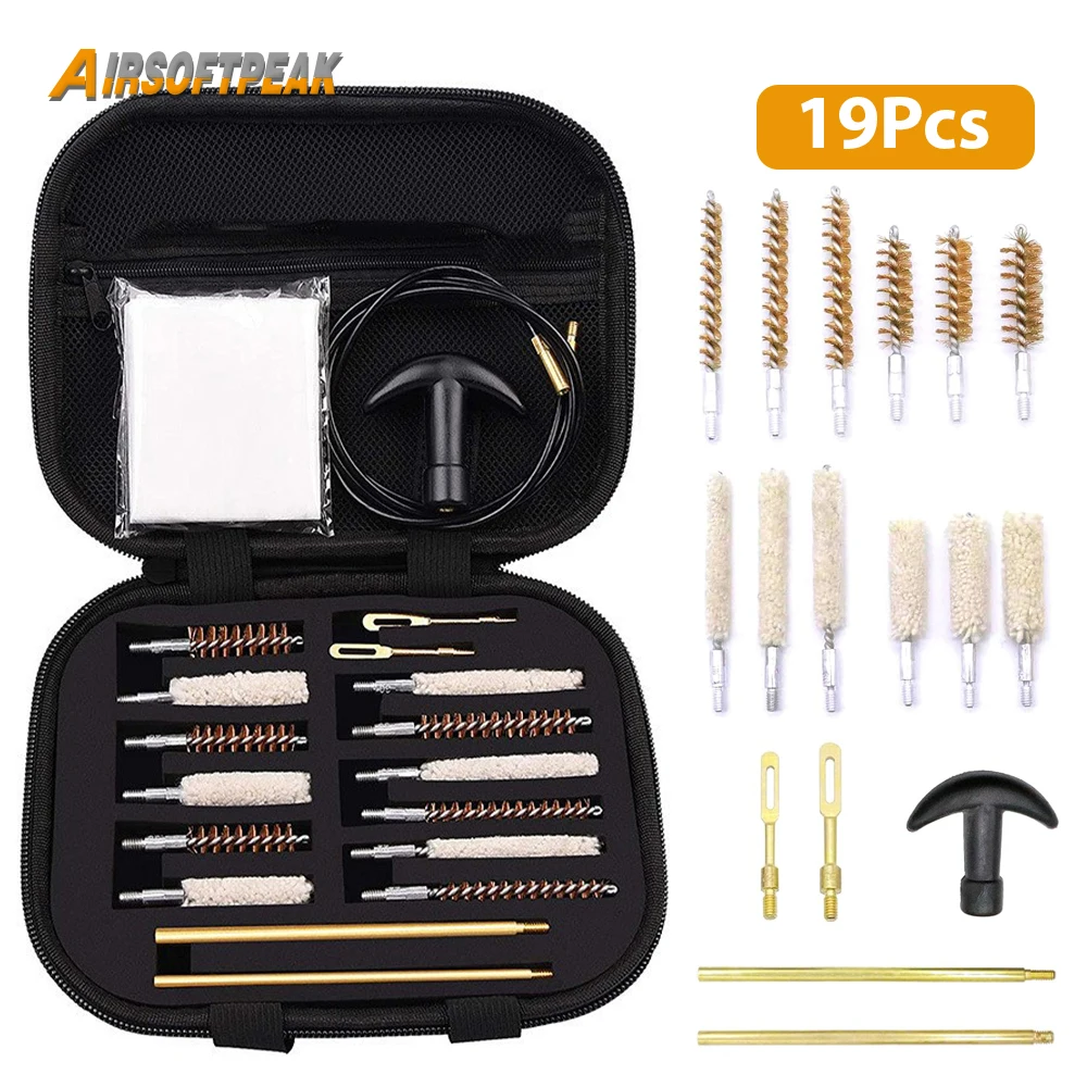 

Universal Handgun Cleaning Kit Pistol Cleaning Kit 5.56mm 7.62mm 9mm Cleaner Set with Brass Brushes Rods Tips Cleaning Patches