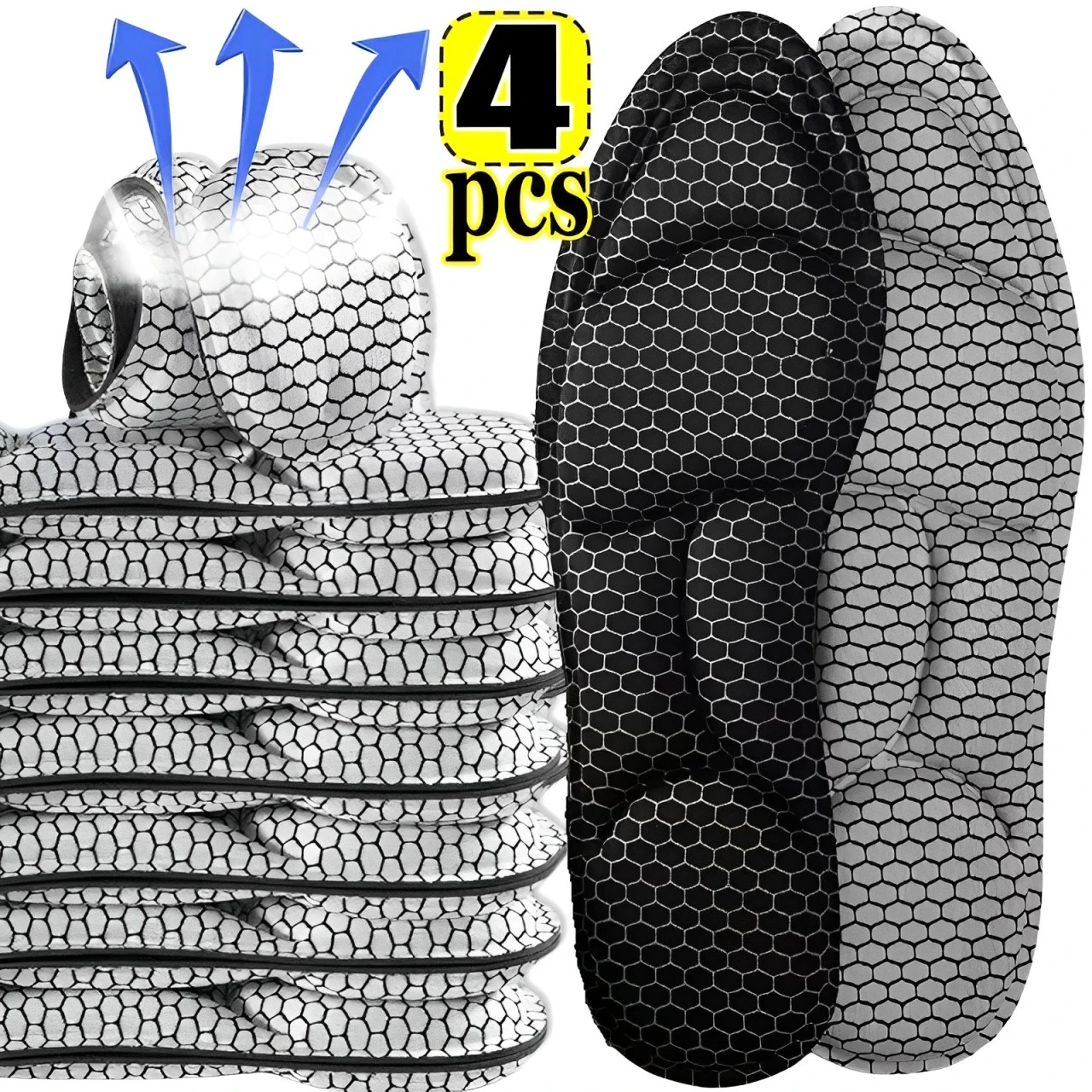 

2/4pcs 5D Sports Latex Running Insoles Women Men Cuttable Shoes Paddings Unisex Feet Care Cushions Massage Memory Foam Insole