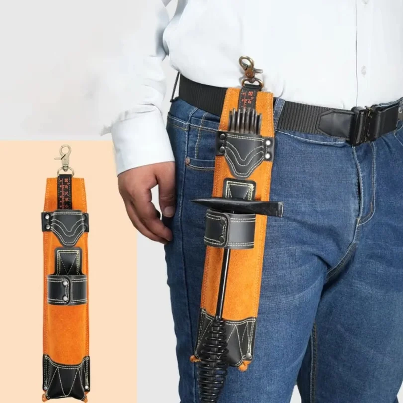 Strong Welding Rod Storage Bag Wear-resisting High Temperature Resistance Welding Electrode Holder with Hook Cowhide