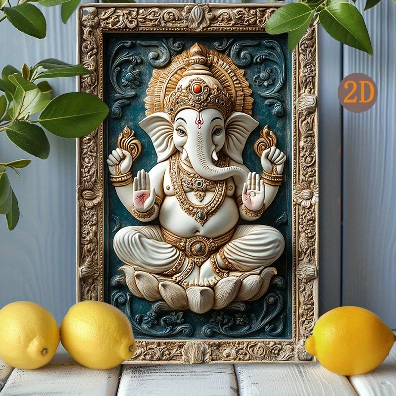 

Aluminum Ganesha Wall Art - 3D Religious Deity Sculpture, Spiritual Room Decor, Office & Bedroom Embellishment, 1pc