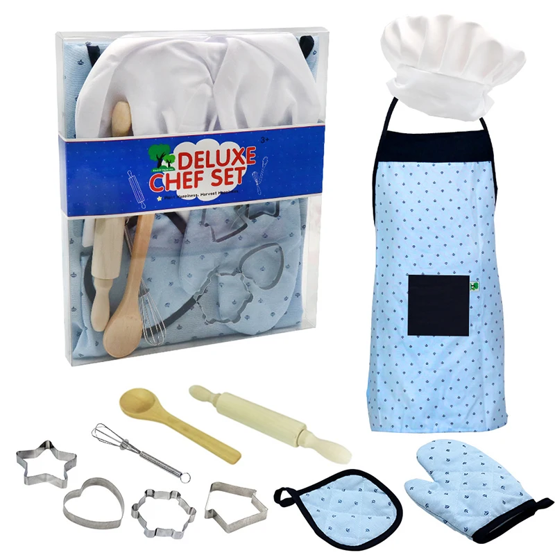 New Children's Play House Kitchen Set Funny Cake Making Baking Tools Girls Boys Apron Toys Kids Fun Holiday Party Birthday Gift