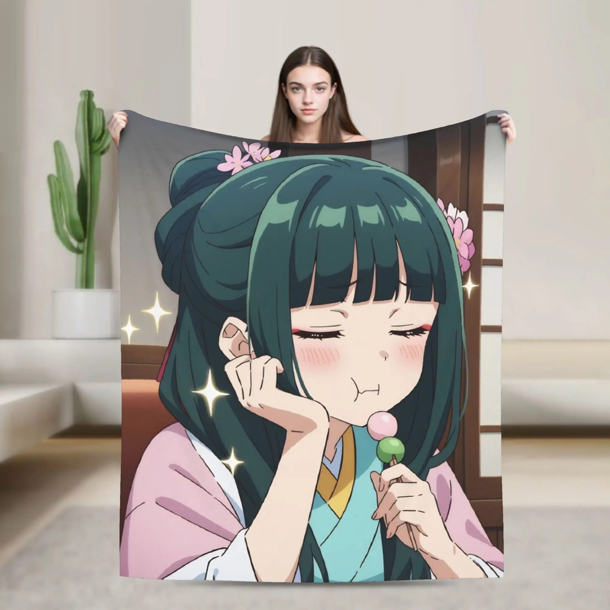 Super Soft The Apothecary D-Diaries Maomao  Throw Blanket Premium Flannel Fleece Lightweight  Bed Blanket Fuzzy Plush Blankets
