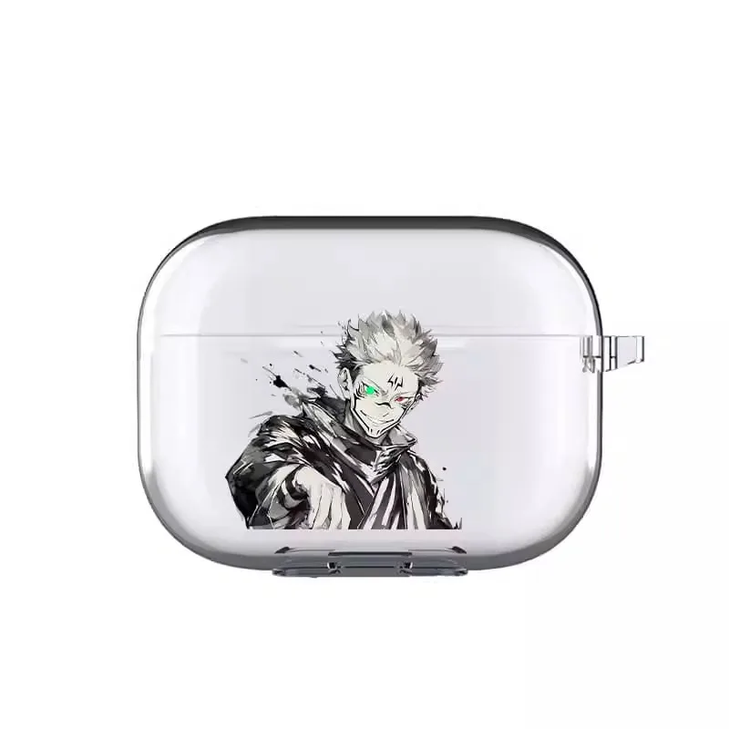 Jujutsu Kaisen Anime Transparent TPU Case for Airpods Pro 2 1 3 Sukuna Gojo Satoru Soft Silicone Cover Bluetooth Earphone Cases