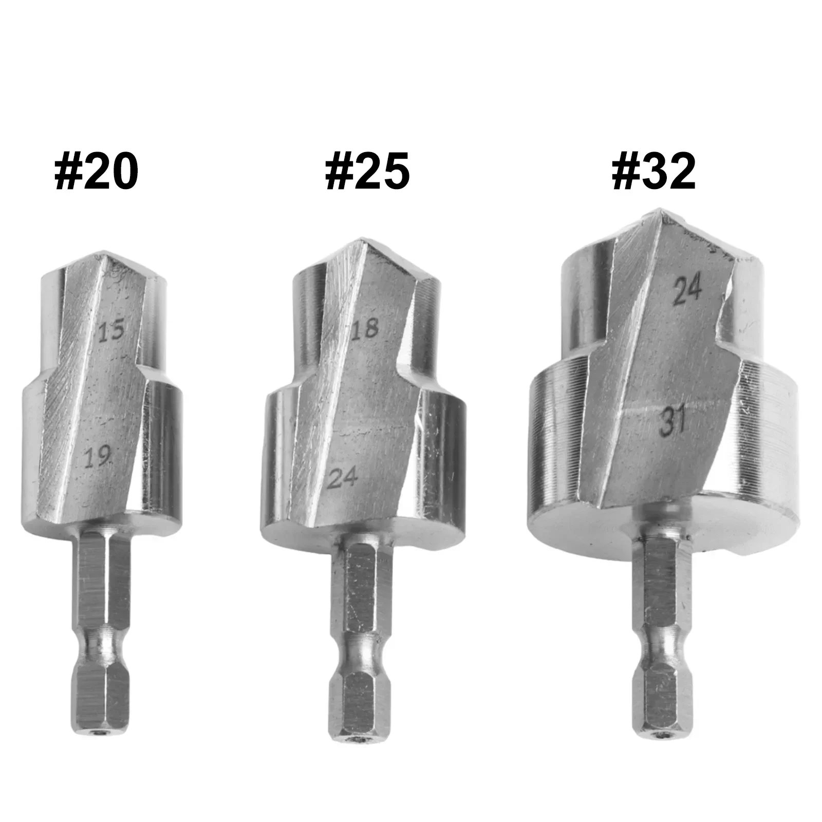 3 pz PPR Sollevamento Punta da trapano a gradini 6.35mm Codolo esagonale Punta da trapano Tubo dell'acqua Espansione Trapano Punzone Idraulico Processo completamente aperto