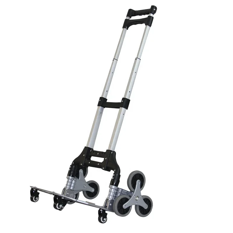 

75Kg All-terrain Aluminum 6-wheel Luggage Truck Portable Folding Truck Stairs Climbing Trolley Upstairs Cargo